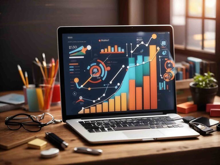 Laptop mit Grafiken auf dem Bildschirm